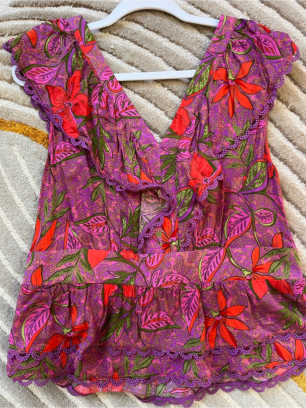 Floral Ruffle Women's Top - Picture 3 of 5